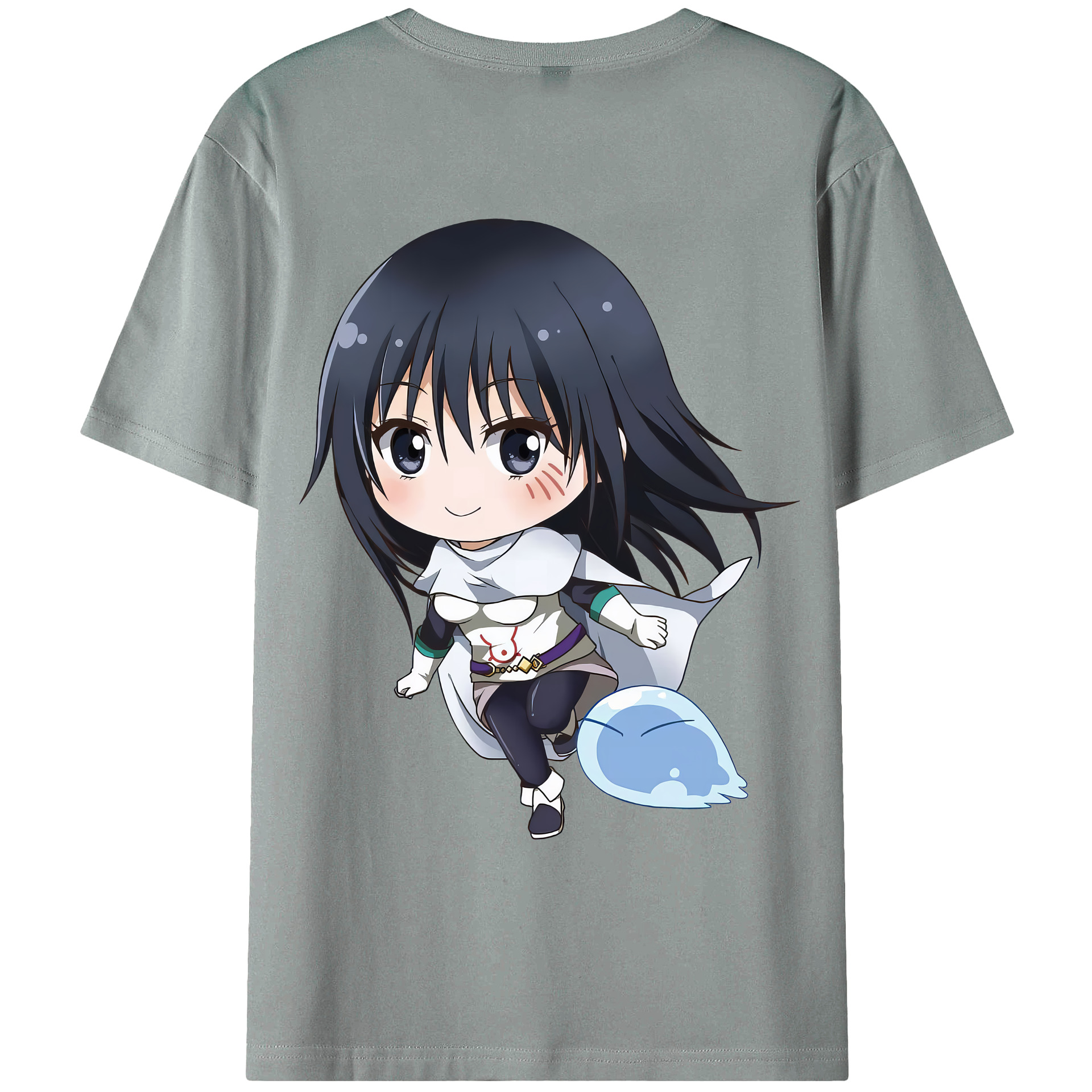 （画像用） 転スラ Regarding Reincarnated to Slime 綿100％ メンズ半袖Tシャツ（バックプリント） 通気性